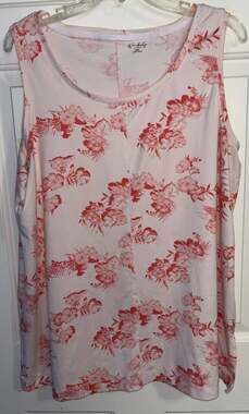 Wonderly Studio Tank Top Womens XXL Pink Floral Sleeveless Casual Cami Blouse